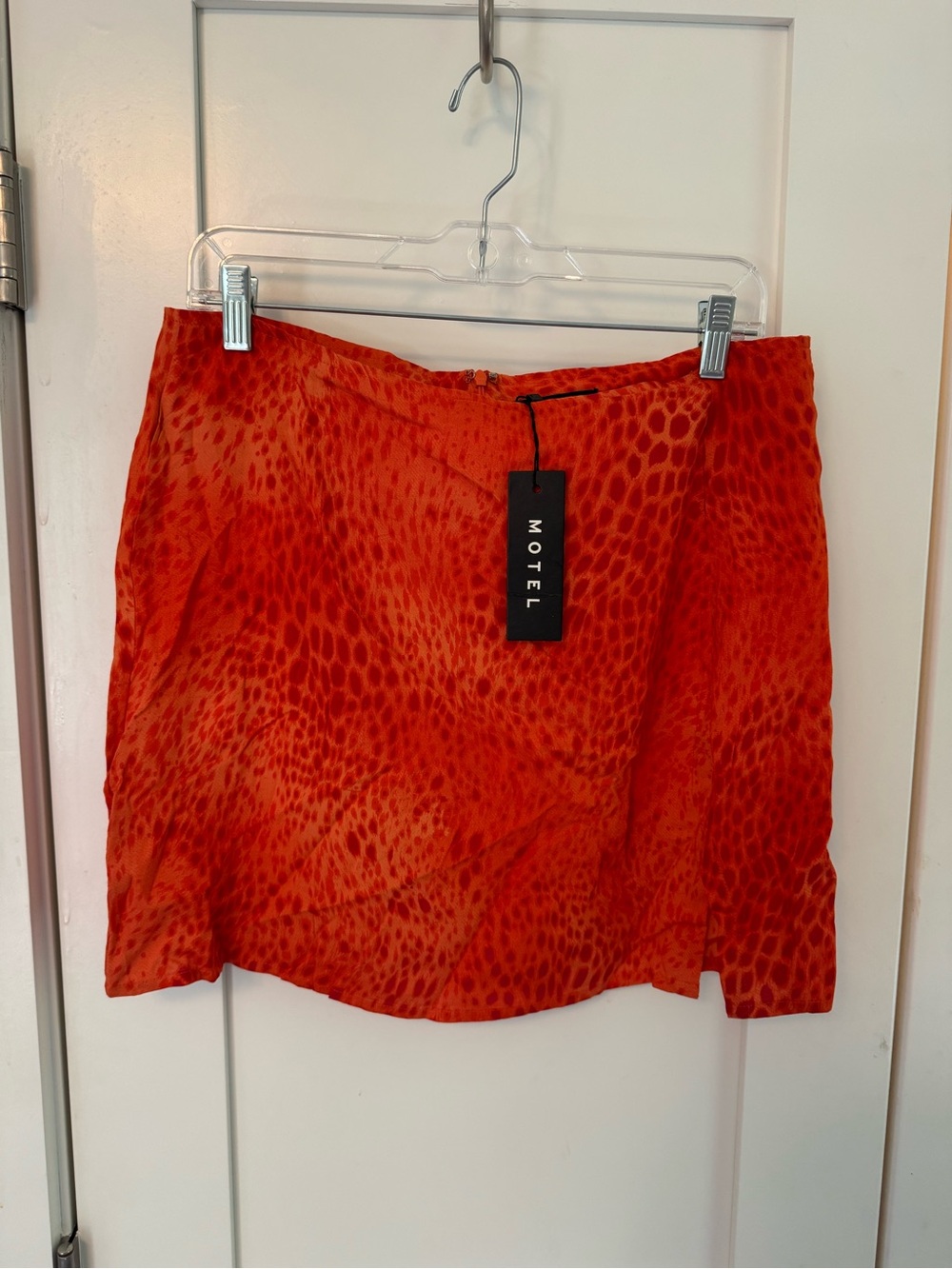 Motel Rocks Orange-Red Animal Print Mini Skirt